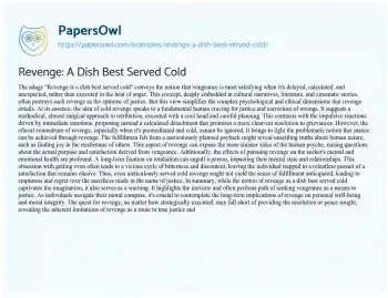 Essay on Revenge: a Dish Best Served Cold