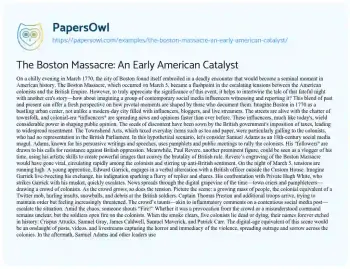 Essay on The Boston Massacre: an Early American Catalyst