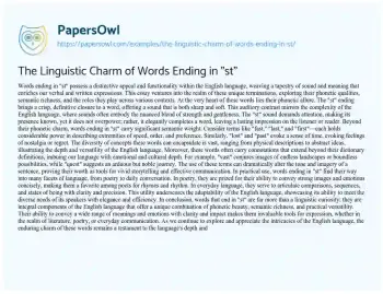 Essay on The Linguistic Charm of Words Ending in “st”