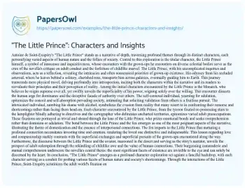 Essay on “The Little Prince”: Characters and Insights