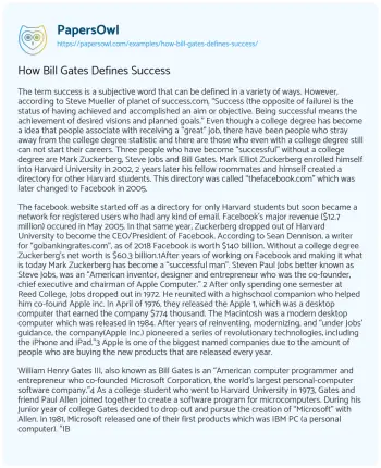 Essay on How Bill Gates Defines Success