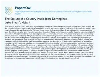 Essay on The Stature of a Country Music Icon: Delving into Luke Bryan’s Height