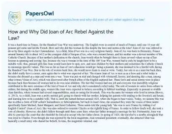 Essay on How and why did Joan of Arc Rebel against the Law?