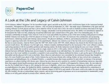 Essay on A Look at the Life and Legacy of Calvin Johnson