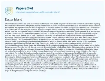 Essay on Easter Island