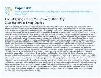 Essay on The Intriguing Case of Viruses: why they Defy Classification as Living Entities