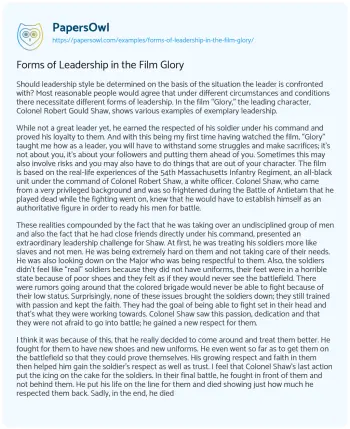 Essay on Forms of Leadership in the Film Glory