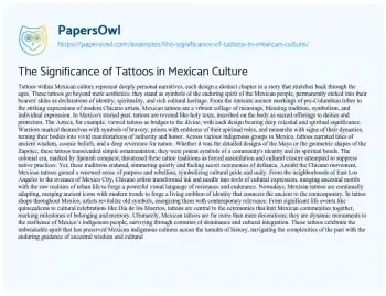 Essay on The Significance of Tattoos in Mexican Culture