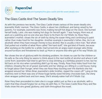 Essay on The Glass Castle and the Seven Deadly Sins