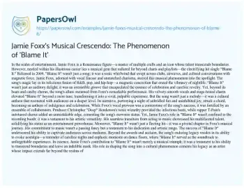 Essay on Jamie Foxx’s Musical Crescendo: the Phenomenon of ‘Blame It’