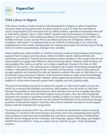 Essay on Child Labour in Nigeria