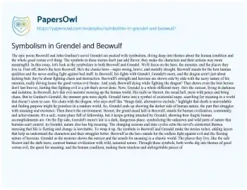 Essay on Symbolism in Grendel and Beowulf