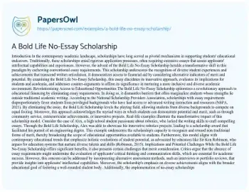 Essay on A Bold Life No-Essay Scholarship