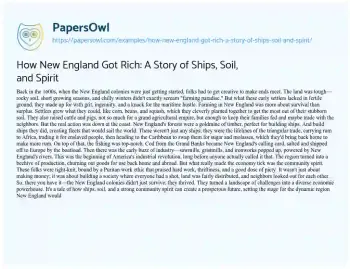 Essay on How New England Got Rich: a Story of Ships, Soil, and Spirit