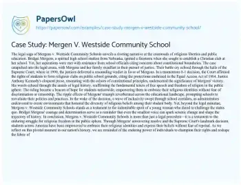 Essay on Case Study: Mergen V. Westside Community School