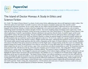 Essay on The Island of Doctor Moreau: a Study in Ethics and Science Fiction