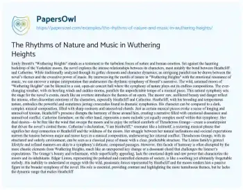 Essay on The Rhythms of Nature and Music in Wuthering Heights