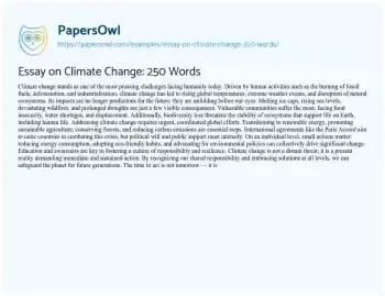 Essay on Essay on Climate Change: 250 Words