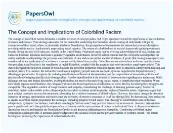 Essay on The Concept and Implications of Colorblind Racism