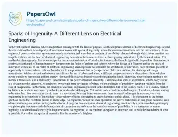 Essay on Sparks of Ingenuity: a Different Lens on Electrical Engineering