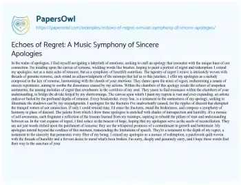 Essay on Echoes of Regret: a Music Symphony of Sincere Apologies