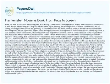 Essay on Frankenstein Movie Vs Book: from Page to Screen