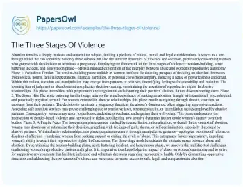 Essay on The Three Stages of Violence