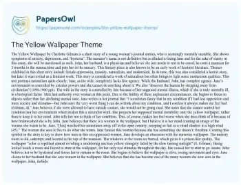 Essay on The Yellow Wallpaper Theme