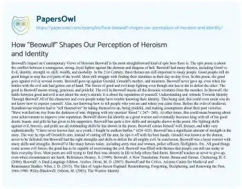 Essay on How “Beowulf” Shapes our Perception of Heroism and Identity