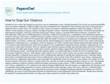 Essay on How to Stop Gun Violence