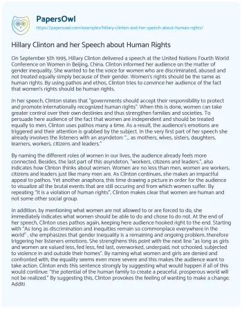 Essay on Hillary Clinton and her Speech about Human Rights