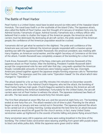 Essay on The Battle of Pearl Harbor