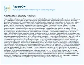 Essay on August Heat Literary Analysis