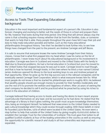 Essay on Access to Tools that Expanding Educational Background