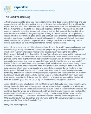 Essay on The Good Vs. Bad Dog