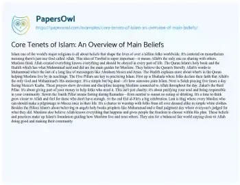 Essay on Core Tenets of Islam: an Overview of Main Beliefs