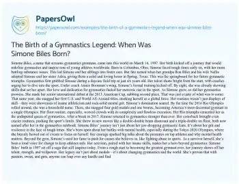 Essay on The Birth of a Gymnastics Legend: when was Simone Biles Born?