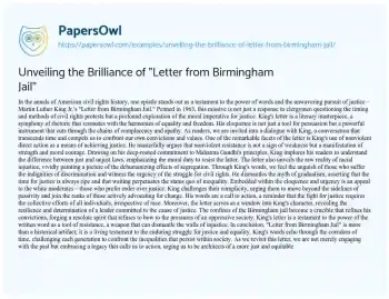 Essay on Unveiling the Brilliance of “Letter from Birmingham Jail”