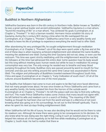 Essay on Buddhist in Northern Afghanistan