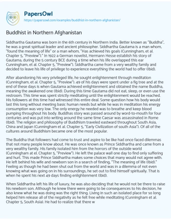 Essay on Buddhist in Northern Afghanistan