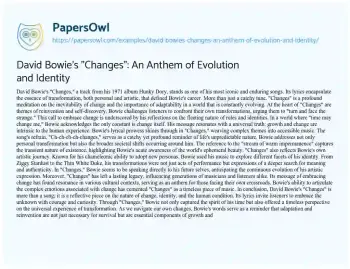 Essay on David Bowie’s “Changes”: an Anthem of Evolution and Identity