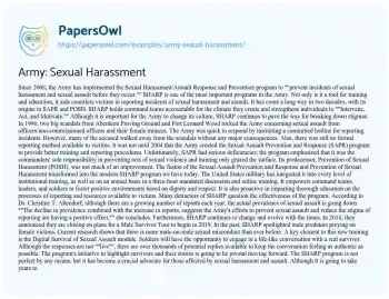 Essay on Army: Sexual Harassment