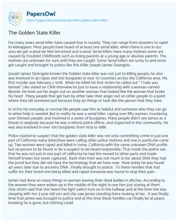 Essay on The Golden State Killer