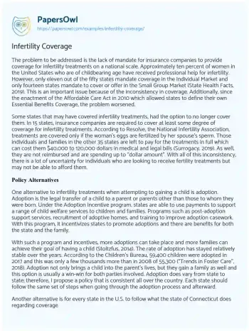 Essay on Infertility Coverage