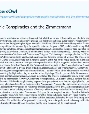 Essay on Cryptographic Conspiracies and the Zimmermann Telegram