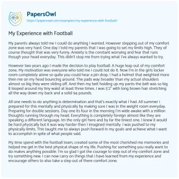 Essay on My Experience with Football