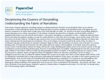 Essay on Deciphering the Essence of Storytelling: Understanding the Fabric of Narratives