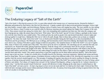 Essay on The Enduring Legacy of “Salt of the Earth”