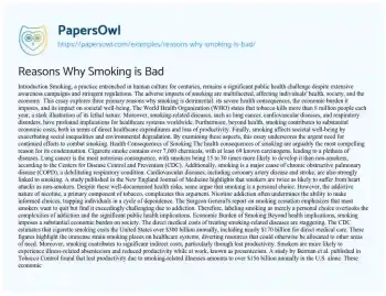 Essay on Reasons why Smoking is Bad