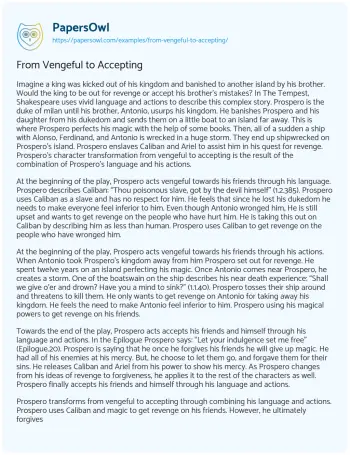 Essay on From Vengeful to Accepting